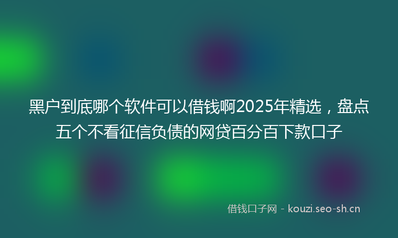 黑户到底哪个软件可以借钱啊2025年精选，盘点五个不看征信负债的网贷百分百下款口子
