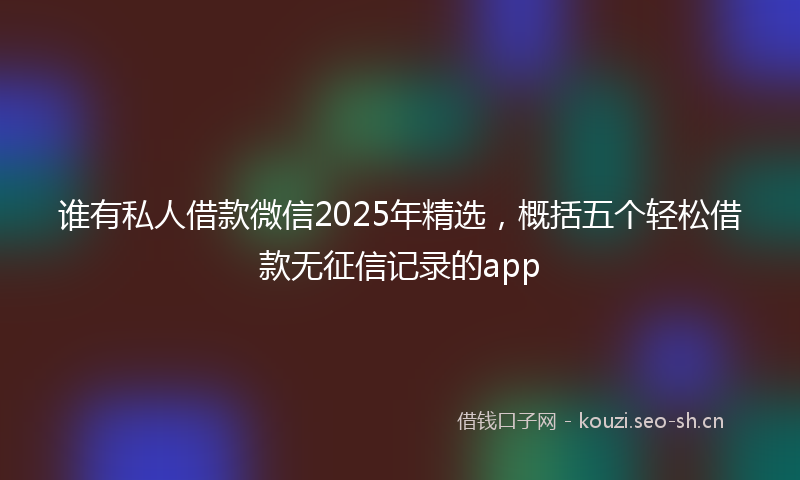 谁有私人借款微信2025年精选，概括五个轻松借款无征信记录的app
