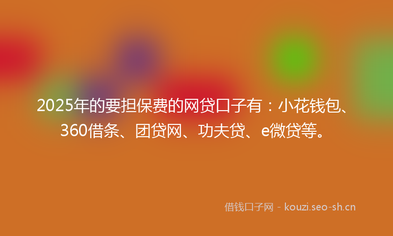 2025年的要担保费的网贷口子有：小花钱包、360借条、团贷网、功夫贷、e微贷等。