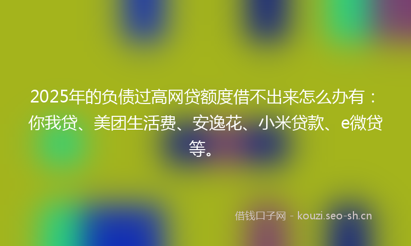 2025年的负债过高网贷额度借不出来怎么办有:你我贷、美团生活费、安逸花、小米贷款、e微贷等。