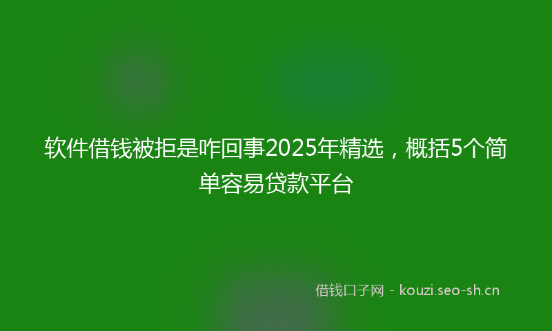 软件借钱被拒是咋回事2025年精选，概括5个简单容易贷款平台