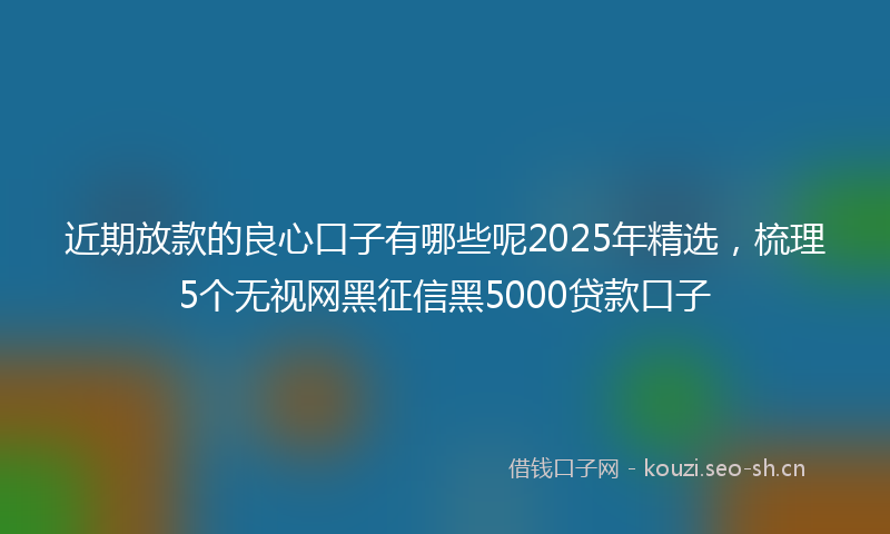 近期放款的良心口子有哪些呢2025年精选，梳理5个无视网黑征信黑5000贷款口子