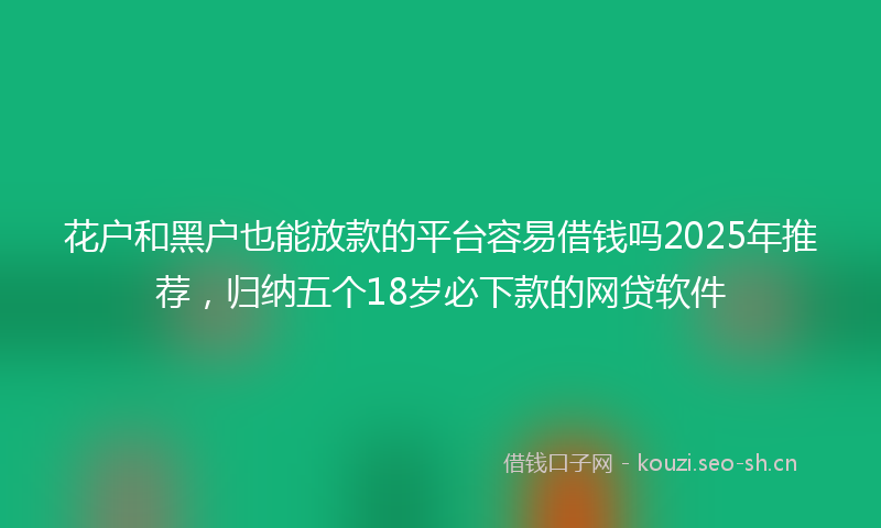 花户和黑户也能放款的平台容易借钱吗2025年推荐，归纳五个18岁必下款的网贷软件
