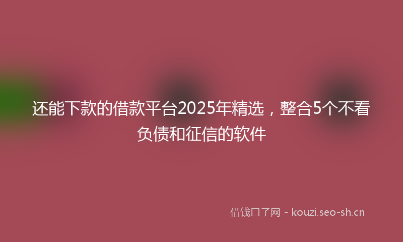还能下款的借款平台2025年精选，整合5个不看负债和征信的软件