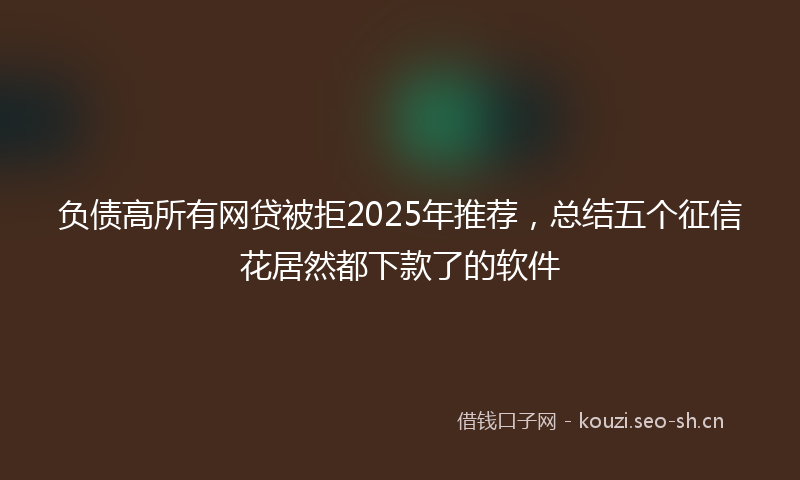 负债高所有网贷被拒2025年推荐，总结五个征信花居然都下款了的软件