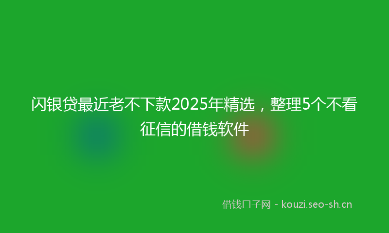 闪银贷最近老不下款2025年精选，整理5个不看征信的借钱软件