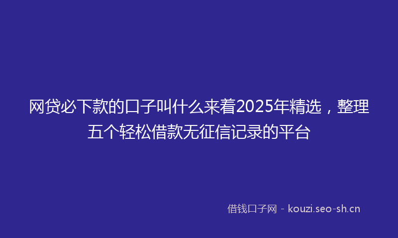 网贷必下款的口子叫什么来着2025年精选，整理五个轻松借款无征信记录的平台