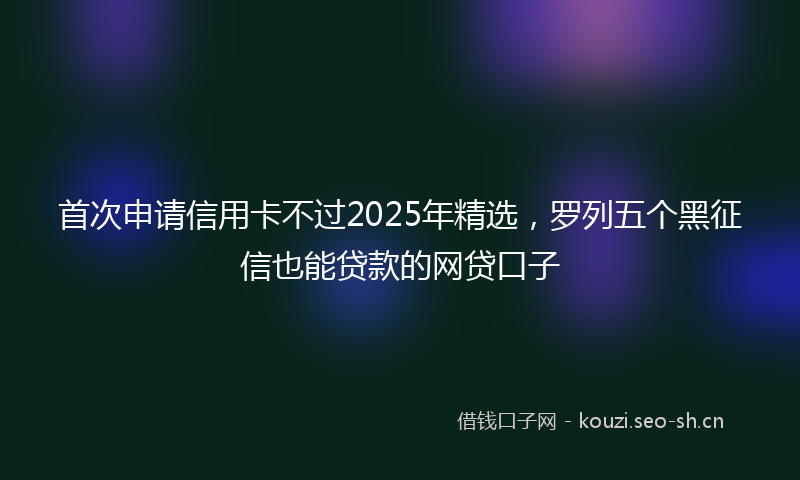 首次申请信用卡不过2025年精选，罗列五个黑征信也能贷款的网贷口子