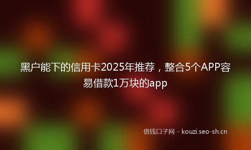 黑户能下的信用卡2025年推荐，整合5个APP容易借款1万块的app