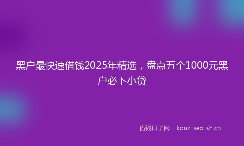 黑户最快速借钱2025年精选，盘点五个1000元黑户必下小贷