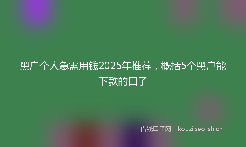 黑户个人急需用钱2025年推荐，概括5个黑户能下款的口子