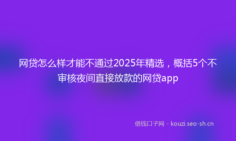 网贷怎么样才能不通过2025年精选，概括5个不审核夜间直接放款的网贷app
