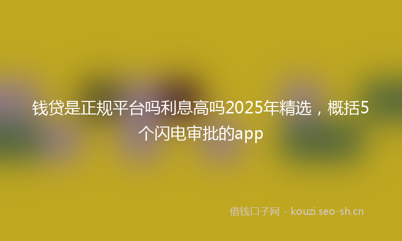 钱贷是正规平台吗利息高吗2025年精选，概括5个闪电审批的app