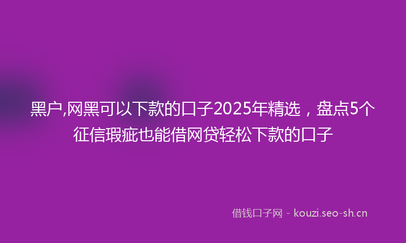 黑户,网黑可以下款的口子2025年精选，盘点5个征信瑕疵也能借网贷轻松下款的口子