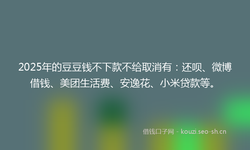 2025年的豆豆钱不下款不给取消有：还呗、微博借钱、美团生活费、安逸花、小米贷款等。