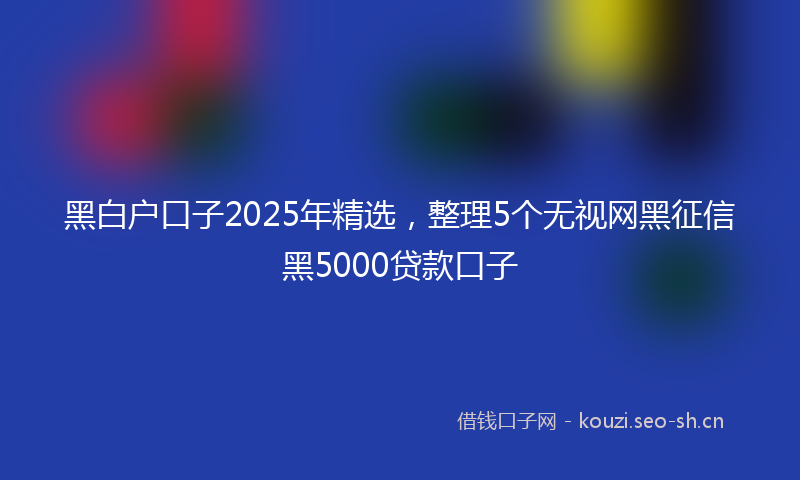 黑白户口子2025年精选，整理5个无视网黑征信黑5000贷款口子