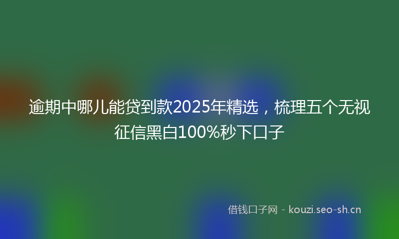 逾期中哪儿能贷到款2025年精选，梳理五个无视征信黑白100%秒下口子