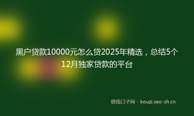 黑户贷款10000元怎么贷2025年精选，总结5个12月独家贷款的平台