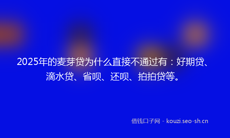 2025年的麦芽贷为什么直接不通过有：好期贷、滴水贷、省呗、还呗、拍拍贷等。