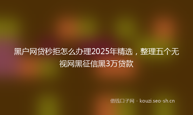 黑户网贷秒拒怎么办理2025年精选，整理五个无视网黑征信黑3万贷款
