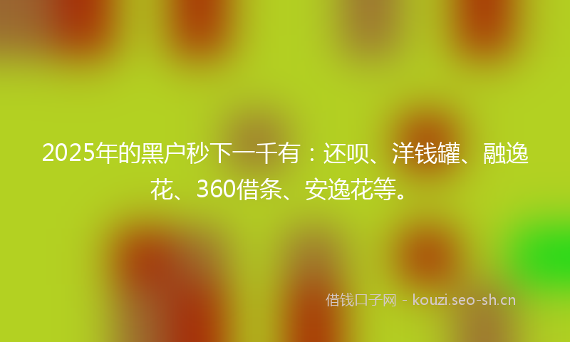 2025年的黑户秒下一千有：还呗、洋钱罐、融逸花、360借条、安逸花等。