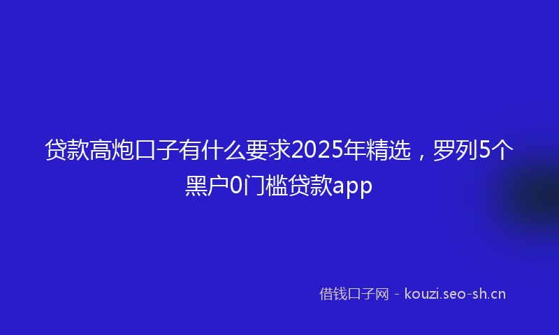 贷款高炮口子有什么要求2025年精选，罗列5个黑户0门槛贷款app