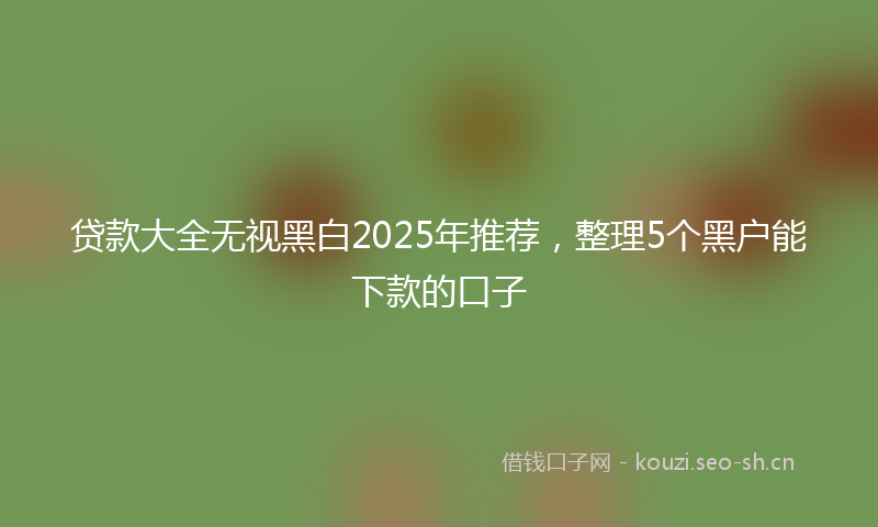 贷款大全无视黑白2025年推荐，整理5个黑户能下款的口子