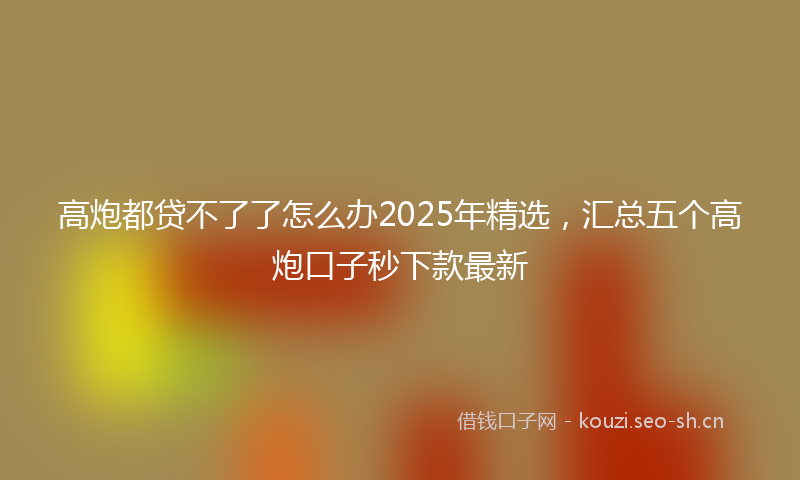 高炮都贷不了了怎么办2025年精选，汇总五个高炮口子秒下款最新