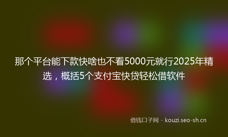 那个平台能下款快啥也不看5000元就行2025年精选，概括5个支付宝快贷轻松借软件