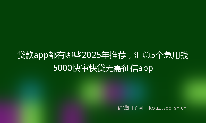 贷款app都有哪些2025年推荐，汇总5个急用钱5000快审快贷无需征信app