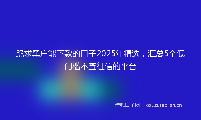 跪求黑户能下款的口子2025年精选，汇总5个低门槛不查征信的平台