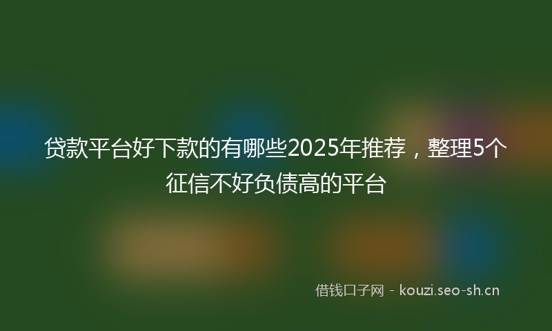 贷款平台好下款的有哪些2025年推荐，整理5个征信不好负债高的平台