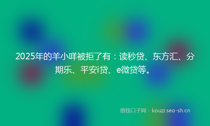 2025年的羊小咩被拒了有：读秒贷、东方汇、分期乐、平安i贷、e微贷等。