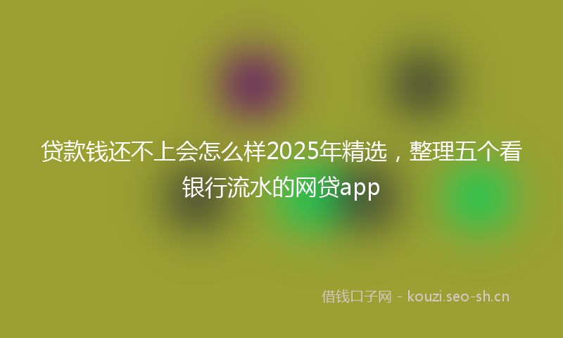 贷款钱还不上会怎么样2025年精选，整理五个看银行流水的网贷app