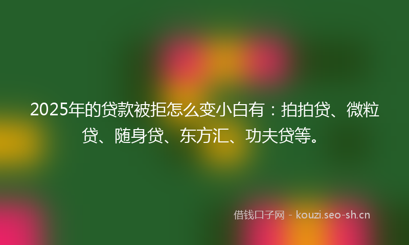 2025年的贷款被拒怎么变小白有：拍拍贷、微粒贷、随身贷、东方汇、功夫贷等。