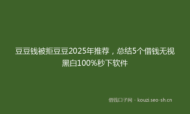 豆豆钱被拒豆豆2025年推荐，总结5个借钱无视黑白100%秒下软件