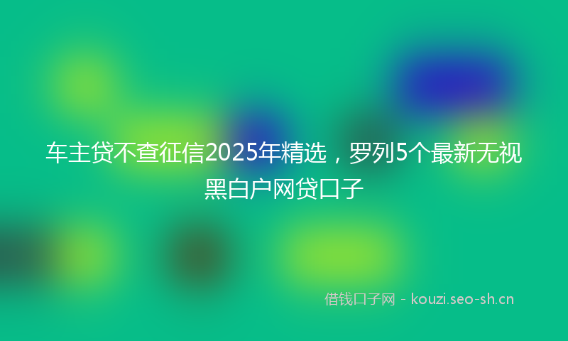 车主贷不查征信2025年精选，罗列5个最新无视黑白户网贷口子
