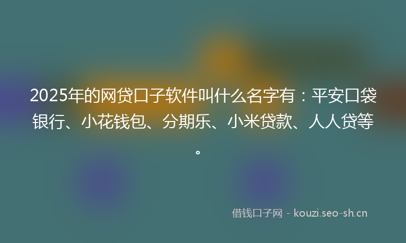 2025年的网贷口子软件叫什么名字有：平安口袋银行、小花钱包、分期乐、小米贷款、人人贷等。