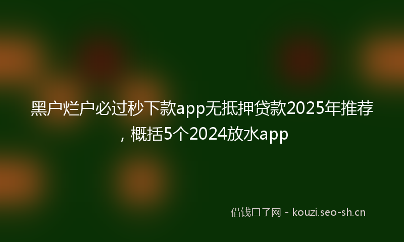 黑户烂户必过秒下款app无抵押贷款2025年推荐，概括5个2024放水app