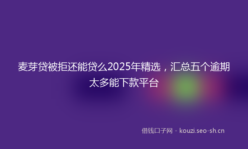 麦芽贷被拒还能贷么2025年精选，汇总五个逾期太多能下款平台