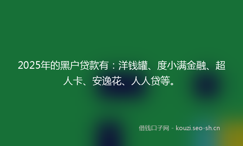 2025年的黑户贷款有：洋钱罐、度小满金融、超人卡、安逸花、人人贷等。