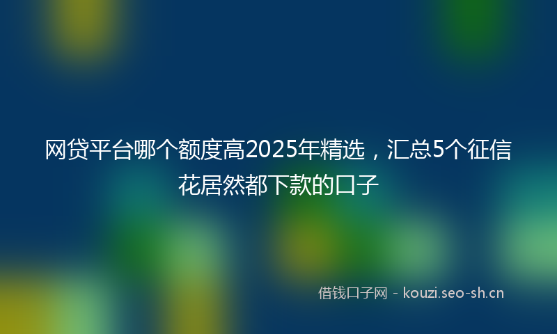 网贷平台哪个额度高2025年精选，汇总5个征信花居然都下款的口子