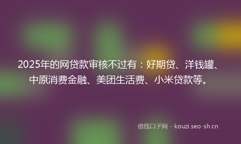 2025年的网贷款审核不过有：好期贷、洋钱罐、中原消费金融、美团生活费、小米贷款等。