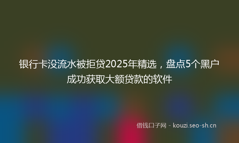 银行卡没流水被拒贷2025年精选，盘点5个黑户成功获取大额贷款的软件