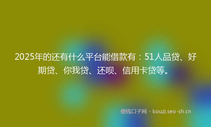 2025年的还有什么平台能借款有：51人品贷、好期贷、你我贷、还呗、信用卡贷等。
