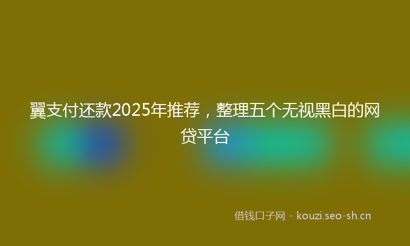 翼支付还款2025年推荐，整理五个无视黑白的网贷平台