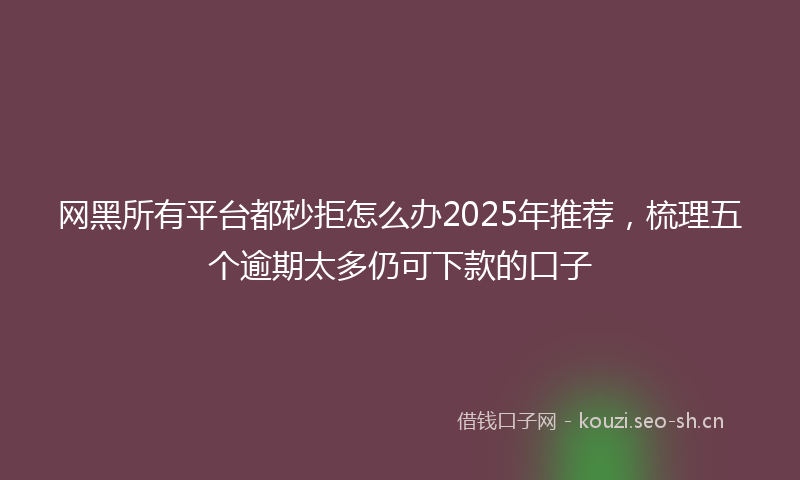 网黑所有平台都秒拒怎么办2025年推荐，梳理五个逾期太多仍可下款的口子