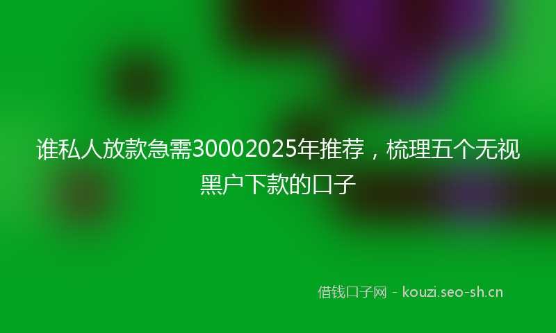 谁私人放款急需30002025年推荐，梳理五个无视黑户下款的口子