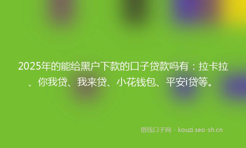 2025年的能给黑户下款的口子贷款吗有：拉卡拉、你我贷、我来贷、小花钱包、平安i贷等。