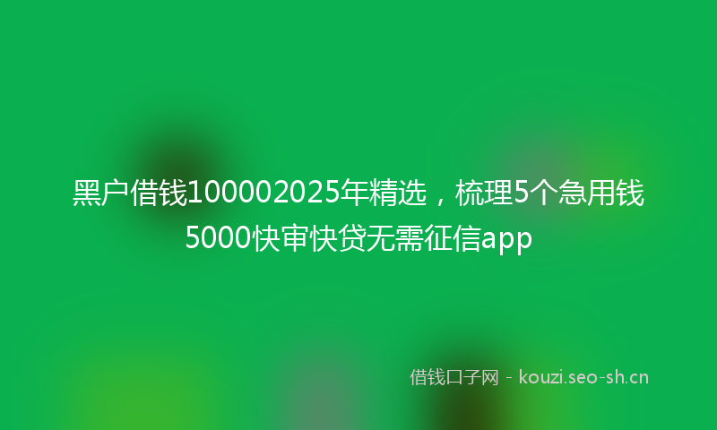 黑户借钱100002025年精选，梳理5个急用钱5000快审快贷无需征信app